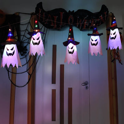 Halloween Ghost Wizard Hat Color Light Fabric 1/5 Light Battery USB LED String Light