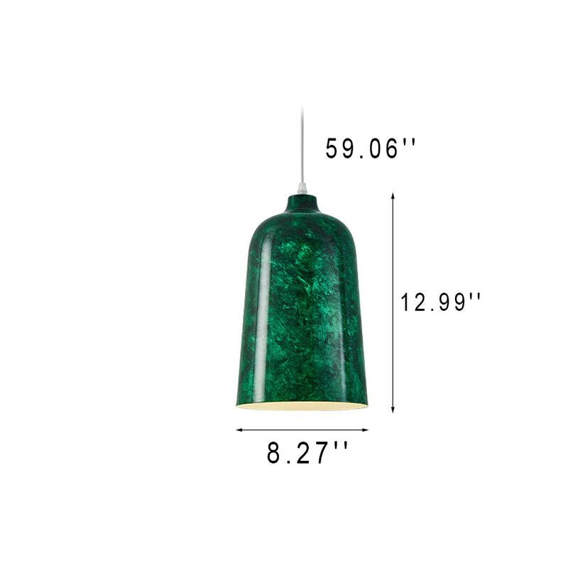 Modern Nostalgic Green Bell Shaped Steel 1-Light Pendant Light