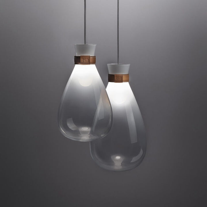 Lampe suspendue LED moderne et créative en verre avec bouteille en forme de goutte d&