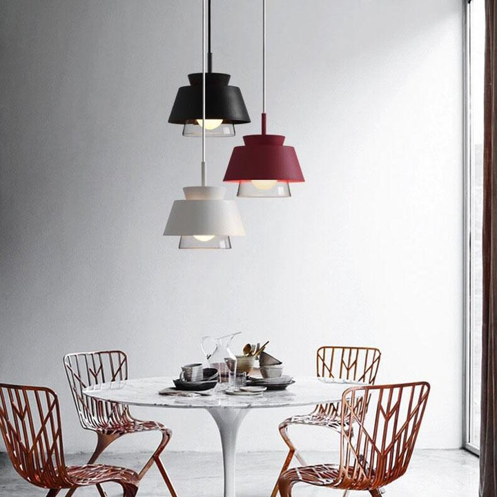 Lámpara colgante de 1 luz de cilindro de metal de macarons modernos 