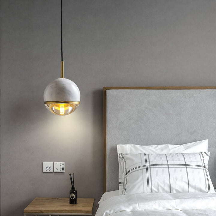 Suspension Globe à 1 Lumière en Marbre 
