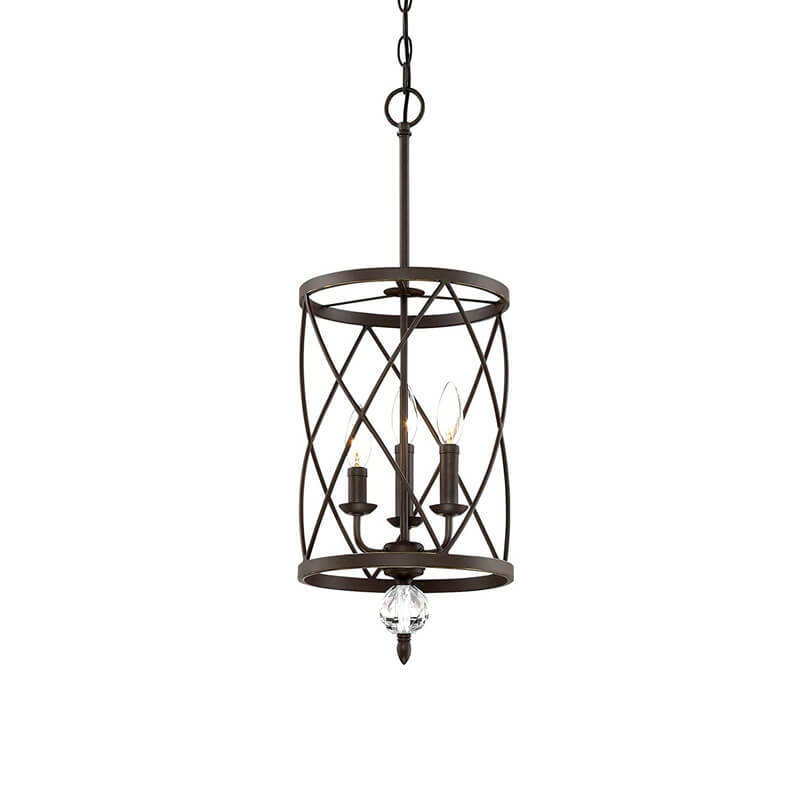 Retro Schmiedeeisen 3-Licht Openwork Säule Kronleuchter 