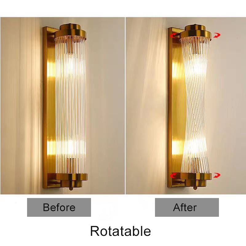 Lámpara Aplique de Pared de Lujo Moderno Cilindro de Cristal Rotación de 2 Luces 