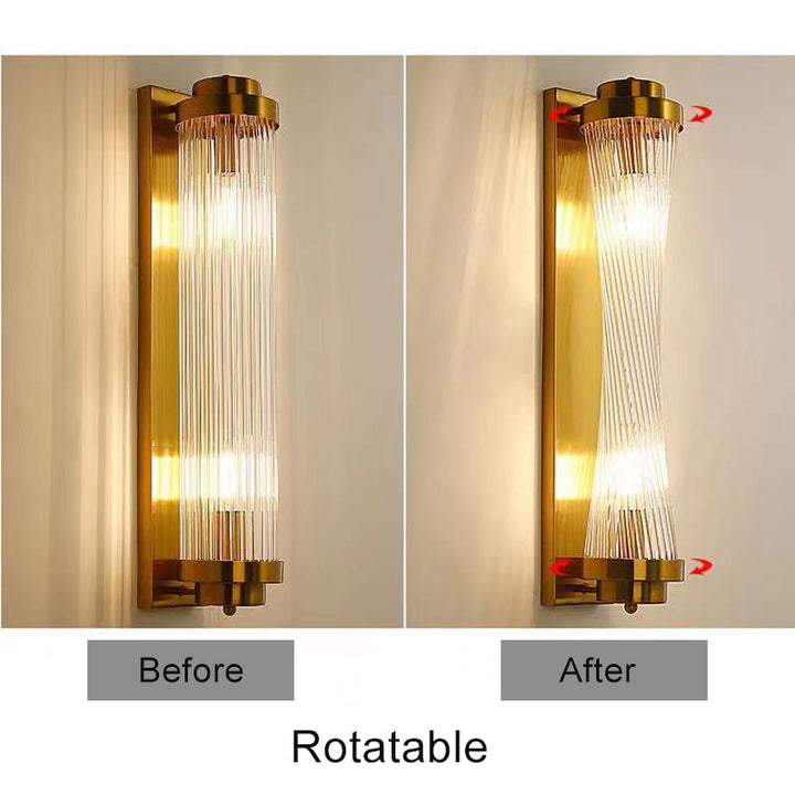 Lámpara Aplique de Pared de Lujo Moderno Cilindro de Cristal Rotación de 2 Luces 