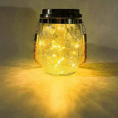 Contemporary Creative Crackle Glass Bottle Star Decor LED Solar String Light For Outdoor Patio