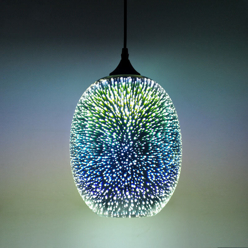 Modern Creative 3D Stained Fireworks Glass Jar 1-Light Pendant Light