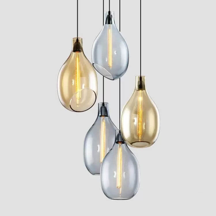 Modern Minimalist Oval Bottle Glass 1-Light Pendant Light