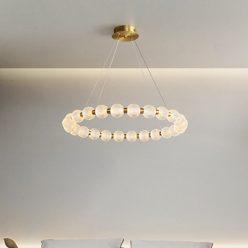 Modern Acrylic String of Pearls Ring LED Chandelier