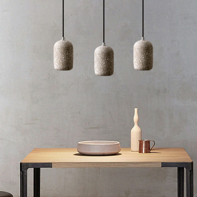 Suspension LED en ciment cylindrique moderne en terrazzo 