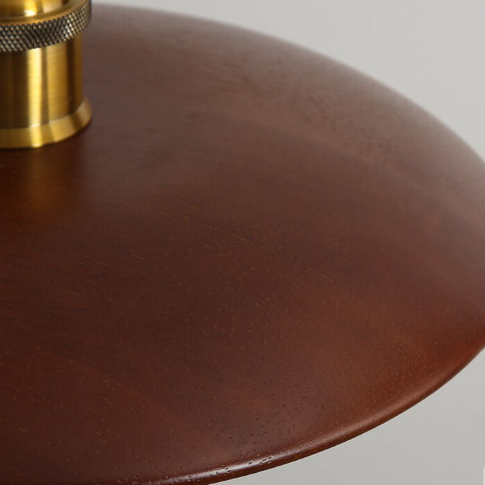 Minimalist Wooden 1-Light Saucer Shaped Pendant Light