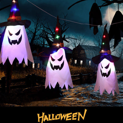 Halloween Ghost Wizard Hat Color Light Fabric 1/5 Light Battery USB LED String Light