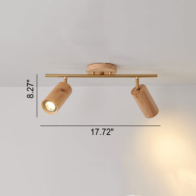 Nordic Minimalist Wooden Track Lighting 2/3/4 Light Semi-Flush Mount Lighting