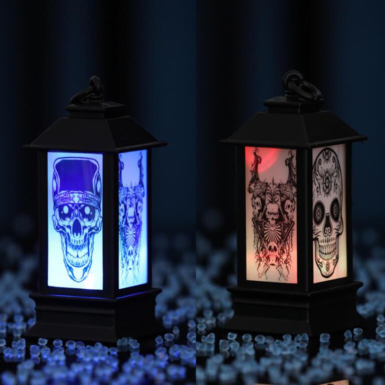 Halloween leuchtende Öllampe Ornament Skelett Kürbis dekorative Batterie Tischlampe 