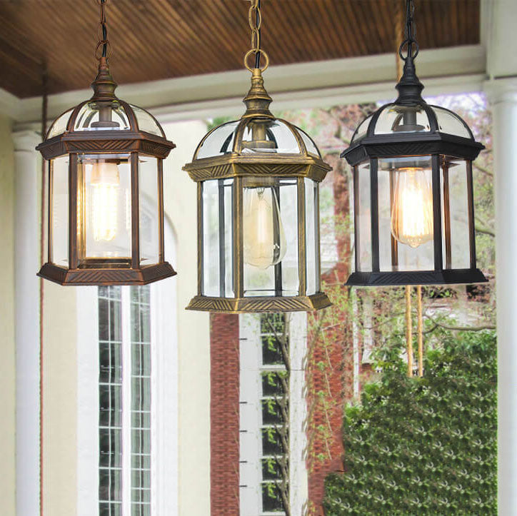 Retro 1-Light Lantern Outdoor Pendant Light