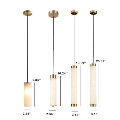 Modern Minimalist Marble Pipe Shaped 1-Light White Pendant Light