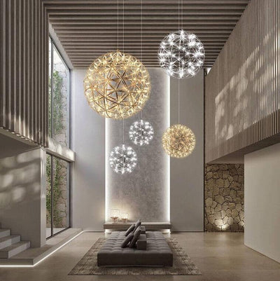 Modern Globe 12 Light LED Firework Pendant Light