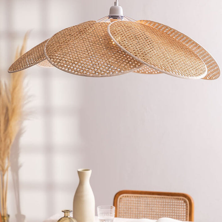 Japanischer Wabi-Sabi Rattan 1-Licht Pendelleuchte 