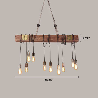 Vintage Boat Wood 10-Light Linear Holzleuchter 