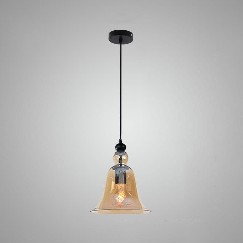 Industrial Glass 1-Light Bell Pendant Light