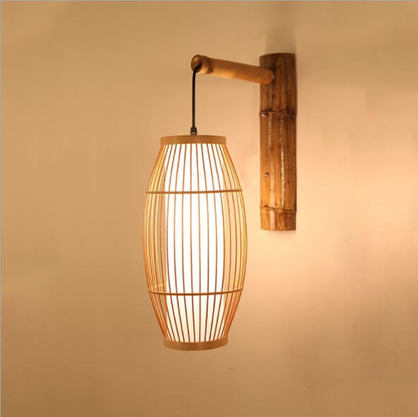 Modern New Chinese Bamboo Weaving 1-Light Wall Sconce Lamp