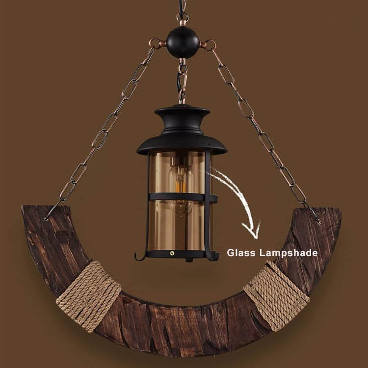Retro Wooden Sailboat Shaped 1-Light  Pendant Light