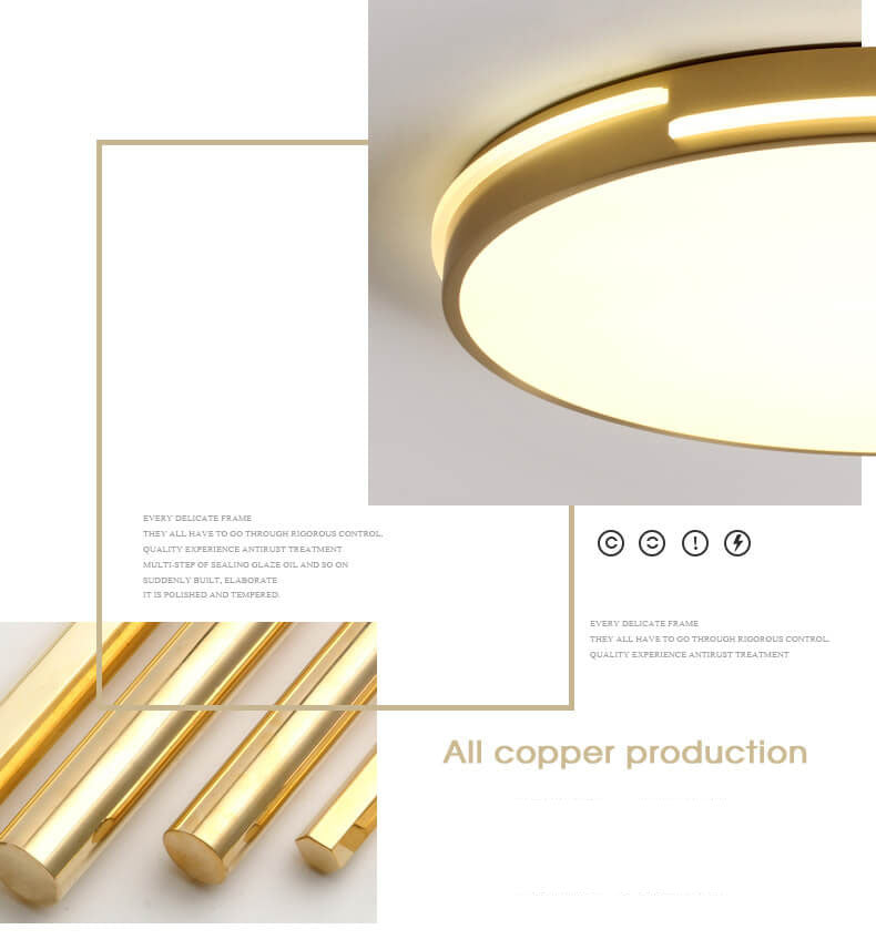 Modern Copper Circle 1-Light LED Flush Mount Lighting