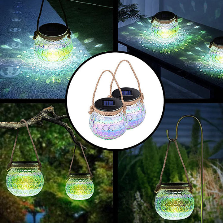 Solar geknackte Glasflasche LED Outdoor dekorative Hängeleuchte 
