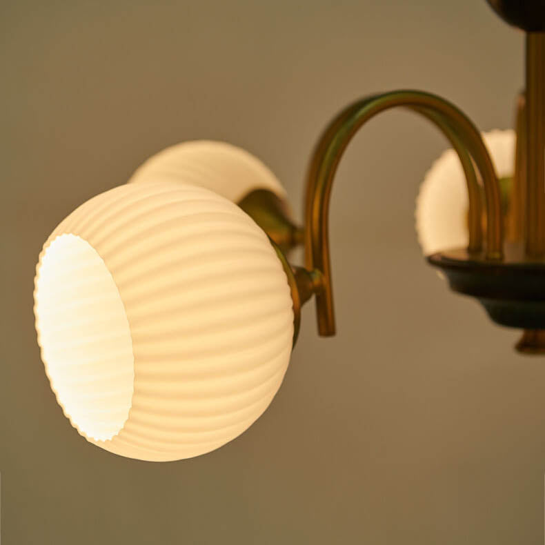Vintage Striped White Glass 3/5/8 Light Chandelier
