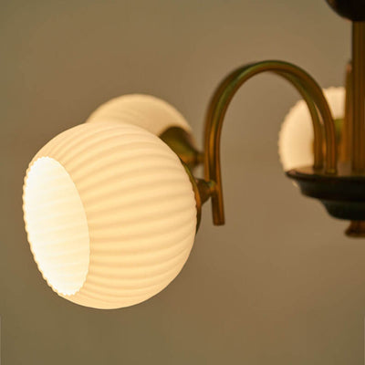 Vintage Striped White Glass 3/5/8 Light Chandelier