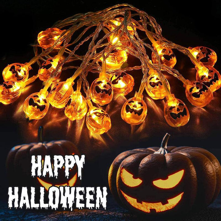 Halloween Orange Kürbis 10/20 Licht Batterie Solar LED Licht Dekorative Kunststoff Lichterkette 