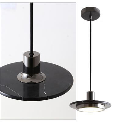 Modern Marble Round Disc 1-Light Adjustable Pendant Light