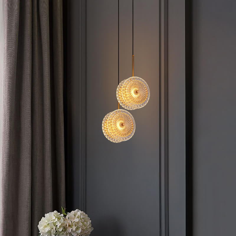 Modern Crystal Glass Disc 1-Light LED Pendant Light