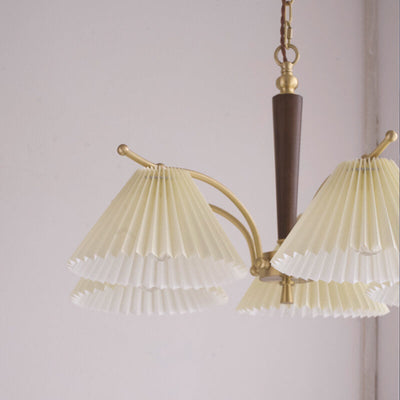 Vintage Walnut  Pleated Shade 3/6 Light Chandelier