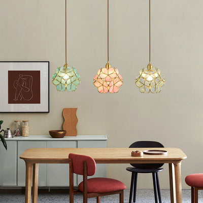 Modern Colorful Water-grain Glass 1-Light Flower Ball Pendant Light