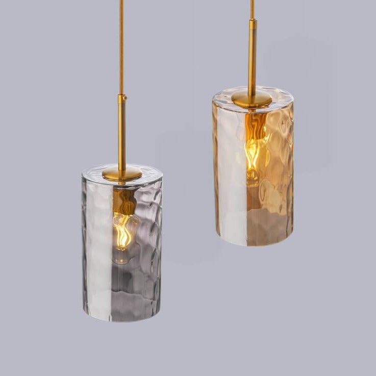 Nordic Water Ripple Glass 1-Light Cylinder Pendant Light