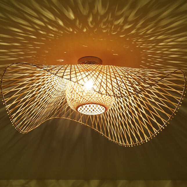 Moderne Bambusweberei 1-Licht japanische Elemente Unterputzbeleuchtung