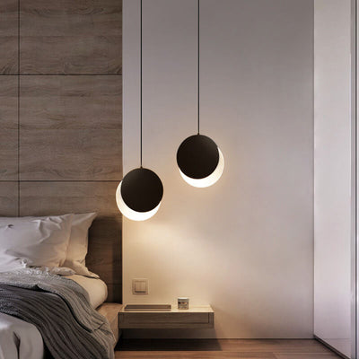 Nordic Creative Circle Moon Rotatable 1-Light LED Pendant Light