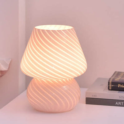 Lampe de Table de Nuit à LED 1 Lumière Champignon en Verre Créatif Rétro 