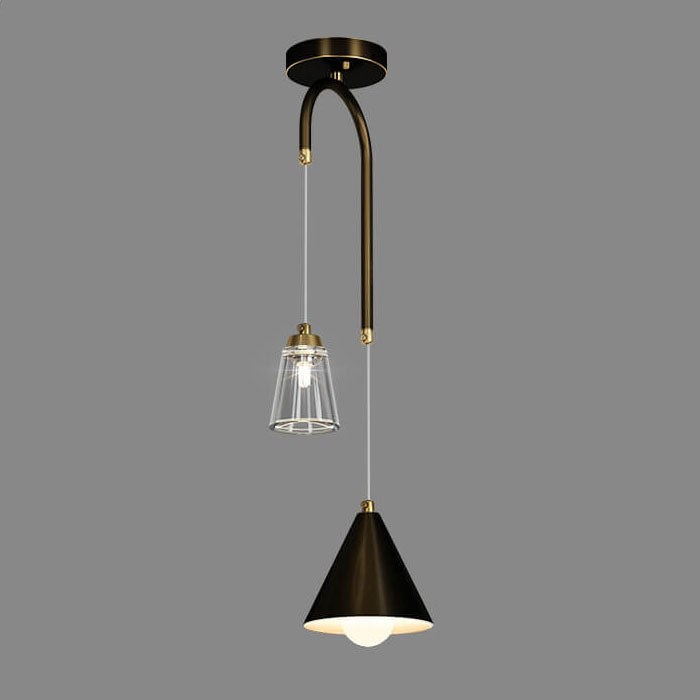 Modern Metal Cone Glass 2-Light LED Pendant Light