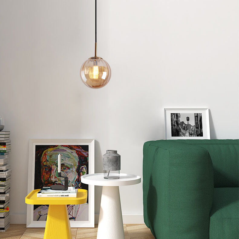 Modern Colored Water Glass Orb 1-Light Pendant Light