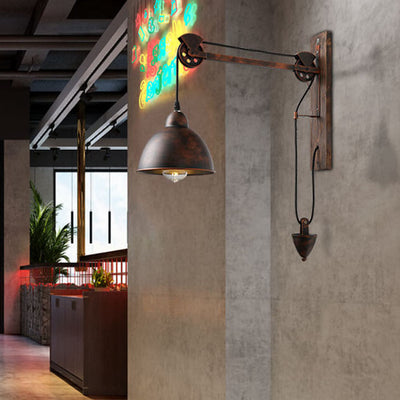 Industrielle Retro-Riemenscheiben-Eisen 1-Licht-Wandleuchte 
