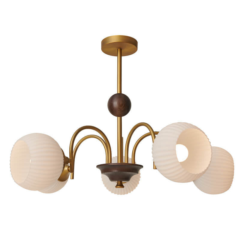 Vintage Striped White Glass 3/5/8 Light Chandelier