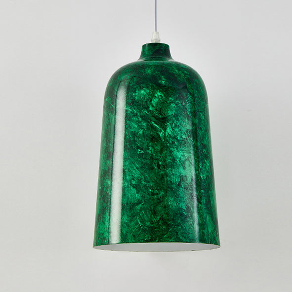 Modern Nostalgic Green Bell Shaped Steel 1-Light Pendant Light