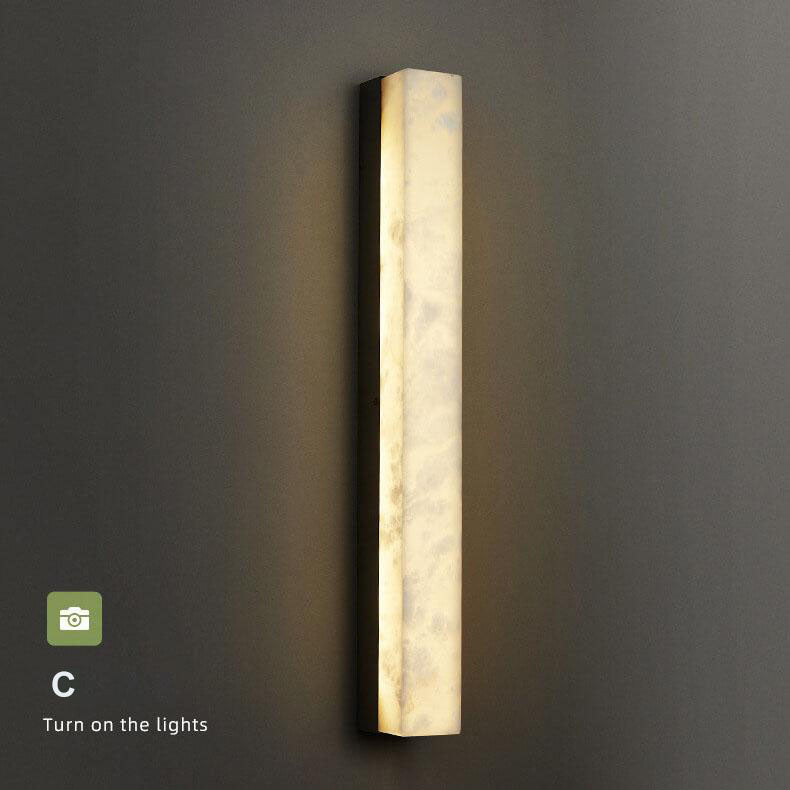 Chinese Style Marble 1-Light Long Square LED Sconce Lamp 3 Design