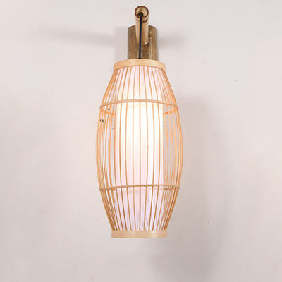 Modern New Chinese Bamboo Weaving 1-Light Wall Sconce Lamp