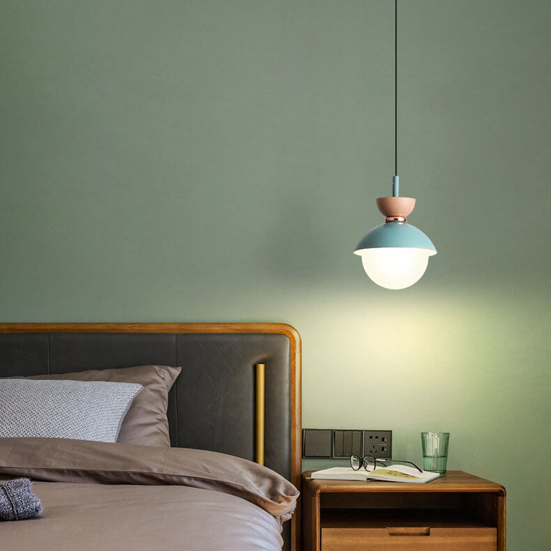 Modern Macaron Metal 1-Light Globe Pendant Light