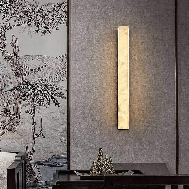 Chinese Style Marble 1-Light Long Square LED Sconce Lamp 3 Design
