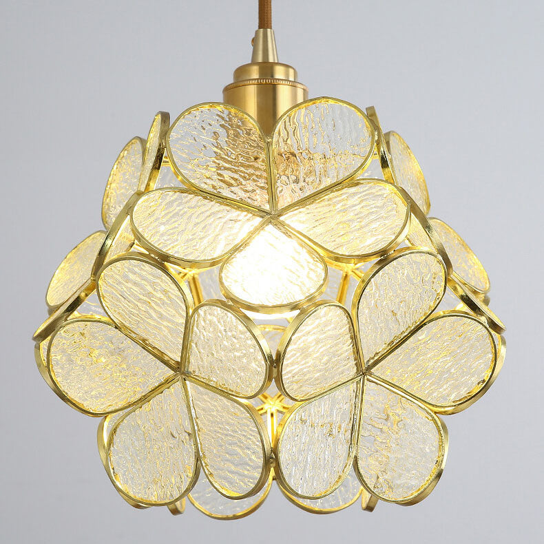 Modern Colorful Water-grain Glass 1-Light Flower Ball Pendant Light