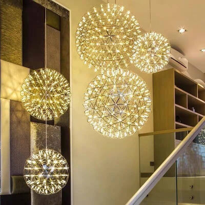 Modern Globe 12 Light LED Firework Pendant Light