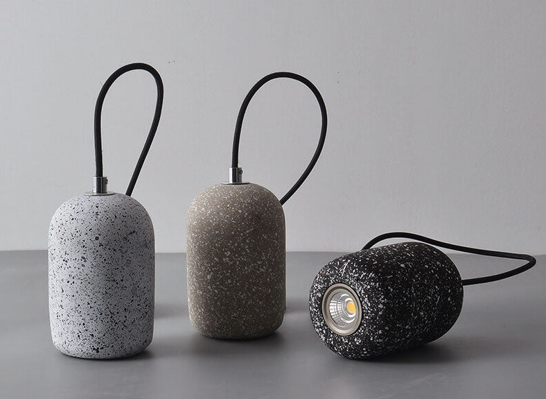 Suspension LED en ciment cylindrique moderne en terrazzo 